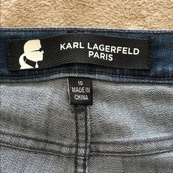 Karl Lagerfeld Dark Blue Skinny Jeans with Pearl Studs - Picture 5 of 6